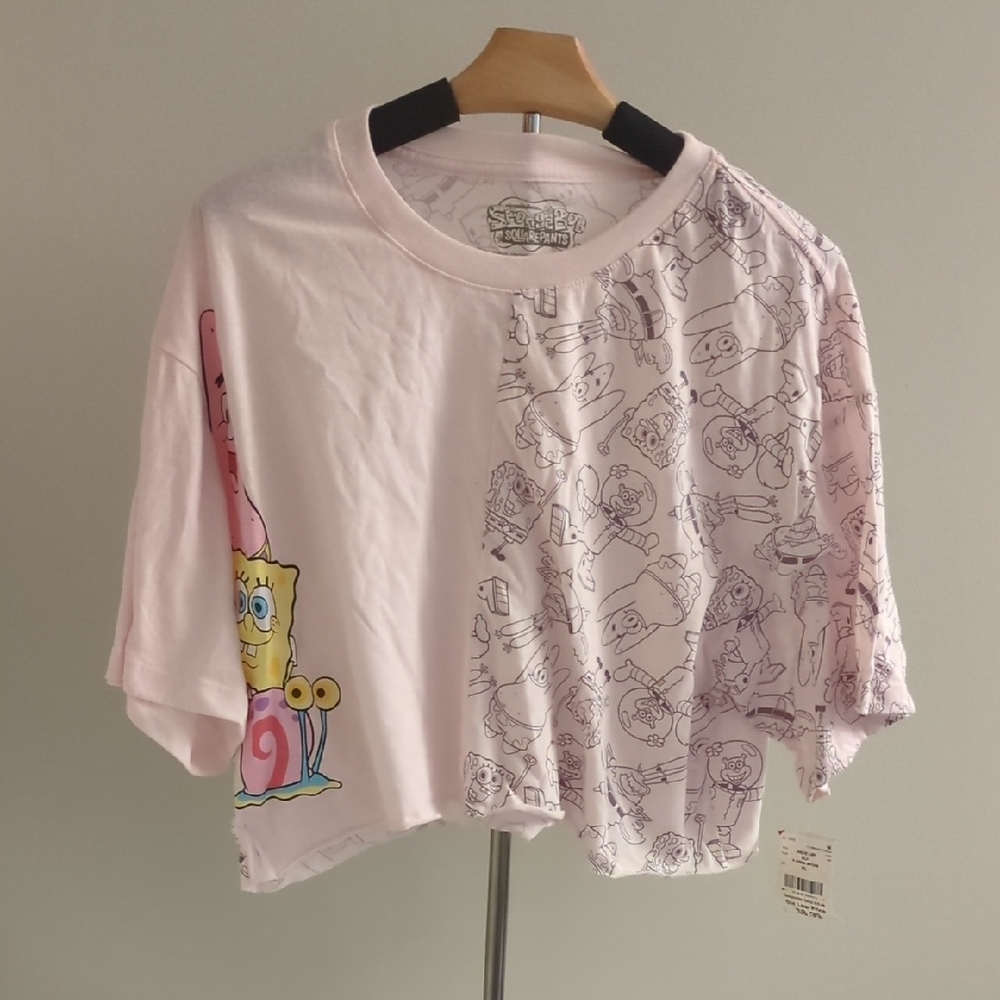 SpongeBob SquarePants And Friends Light Pink Crop Top Tee